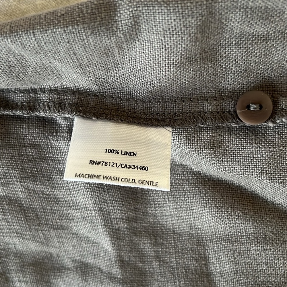 Eileen Fisher Medium Linen Taupe Side-Zip Pants - Picture 7 of 11